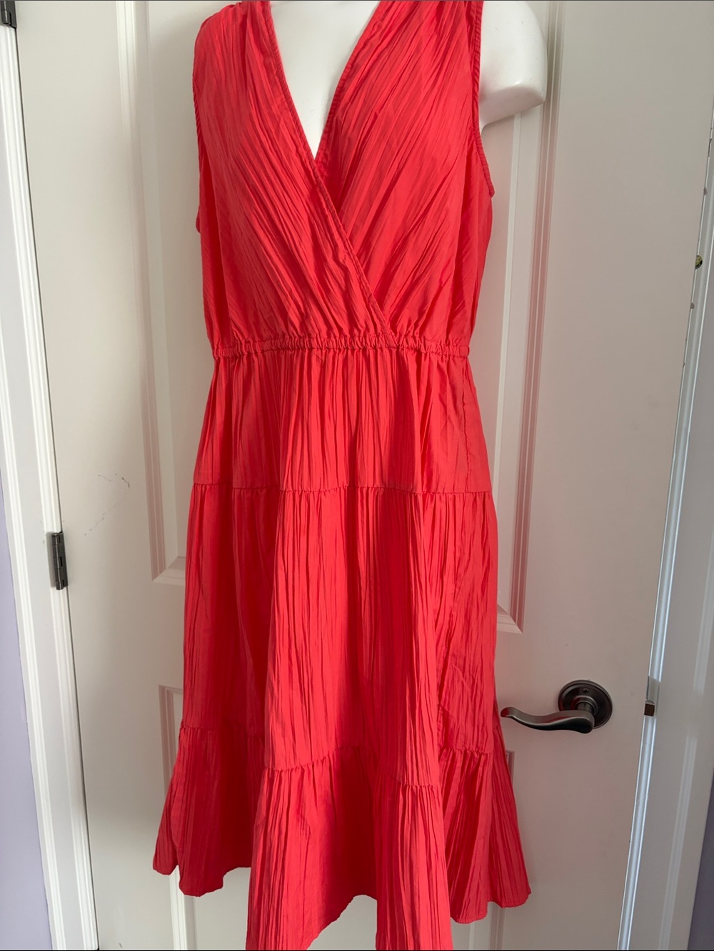 Vero Moda Orange Sleeveless V-Neck Tiered Midi Dress